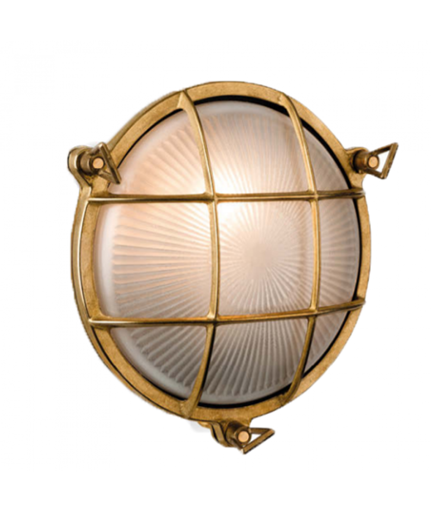 Nautical Round Outdoor Wall Light Brass or Nickel Light John